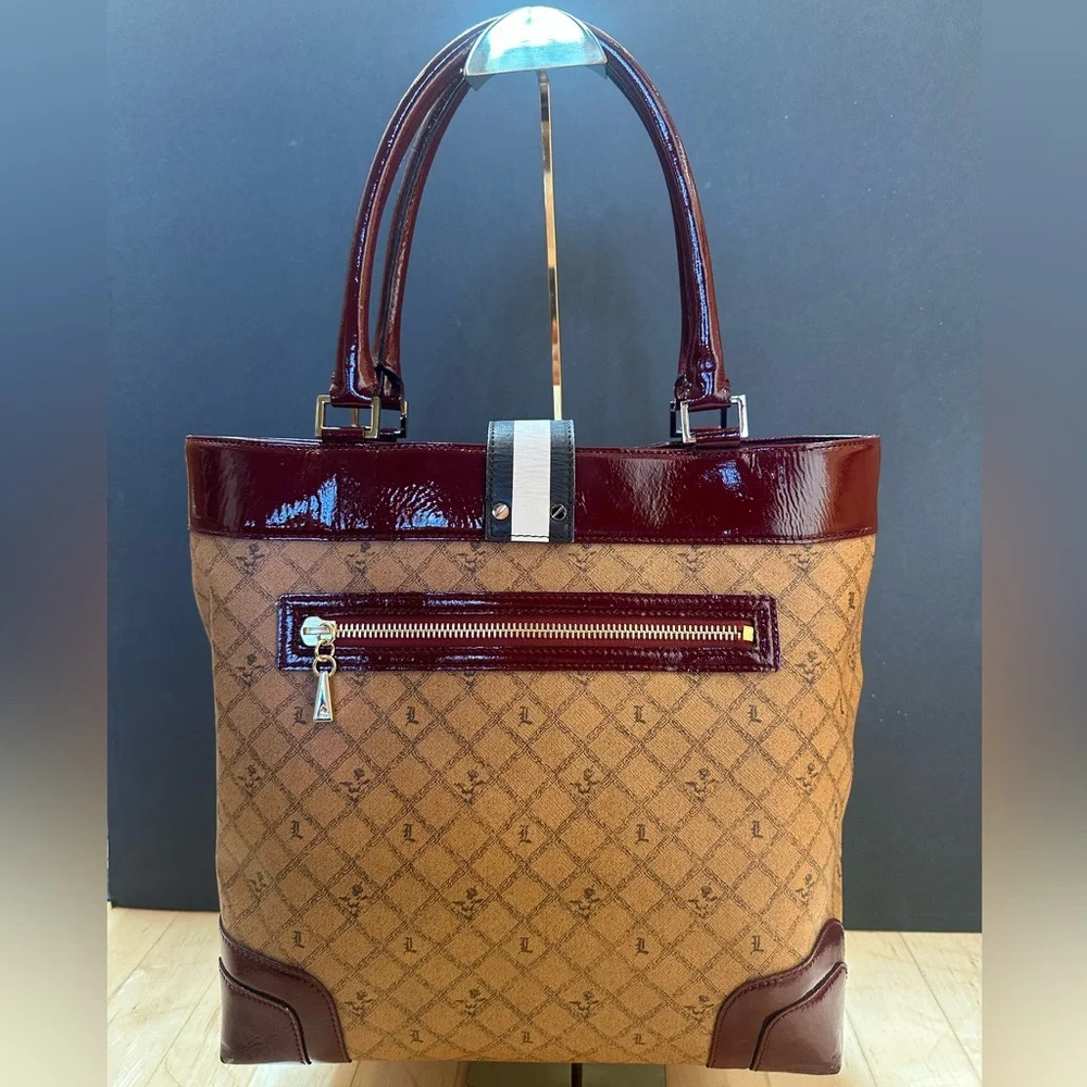 Rare L.A.M.B. Gwen Stefani "Kingston" Lipstick Tote + Stripped Cloth Bag - Picture 4 of 15